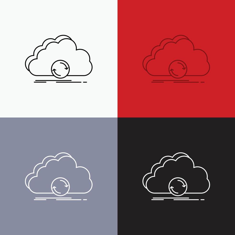 cloud. syncing. sync. data. synchronization Icon Over Various Background. Line style design. designed for web and app. Eps 10 vector illustration
