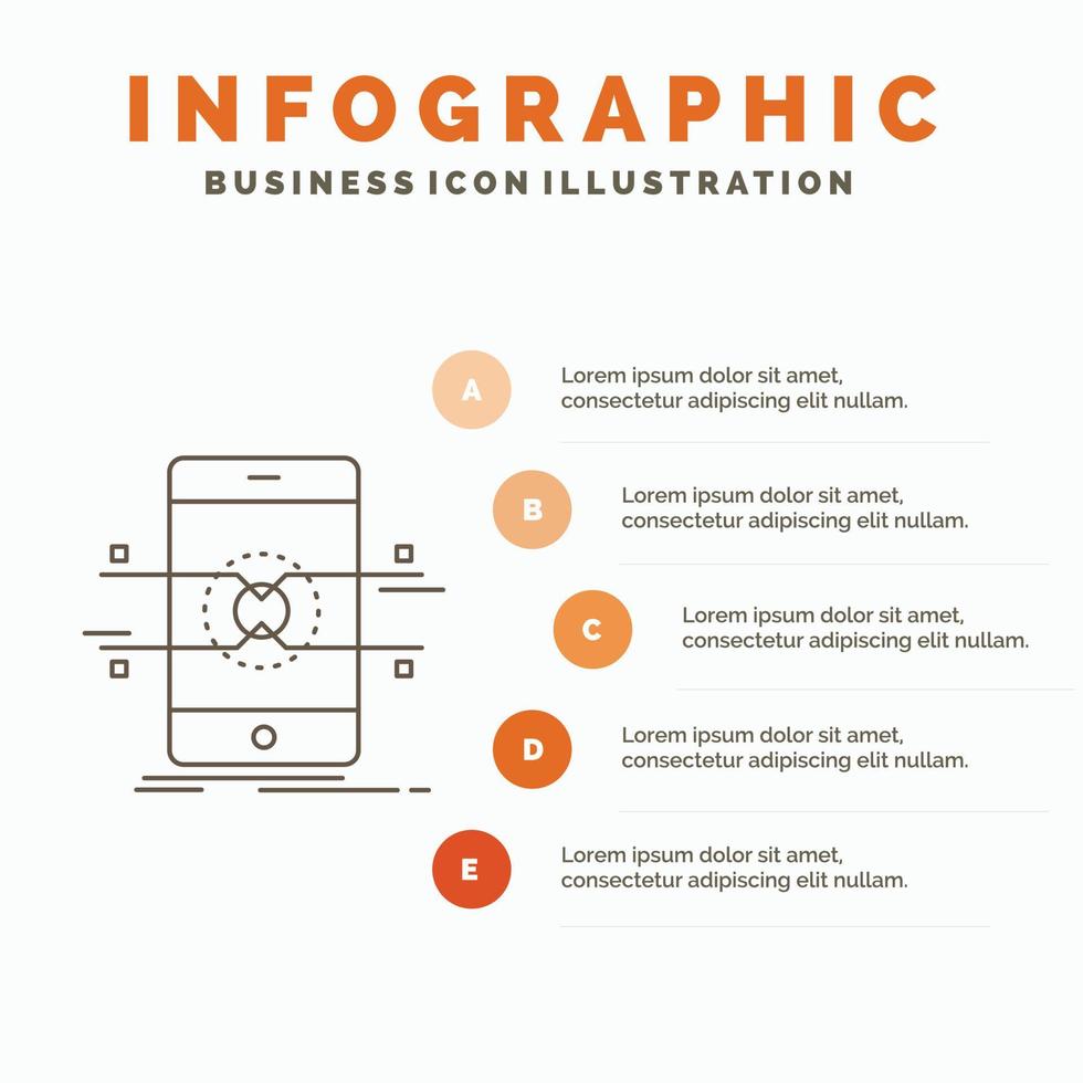 Api. interface. mobile. phone. smartphone Infographics Template for Website and Presentation. Line Gray icon with Orange infographic style vector illustration
