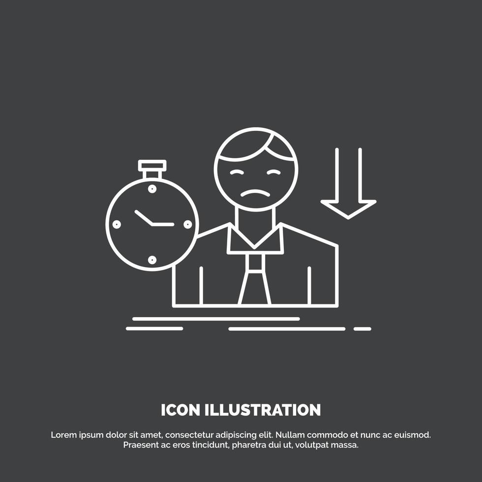 failure. fail. sad. depression. time Icon. Line vector symbol for UI and UX. website or mobile application