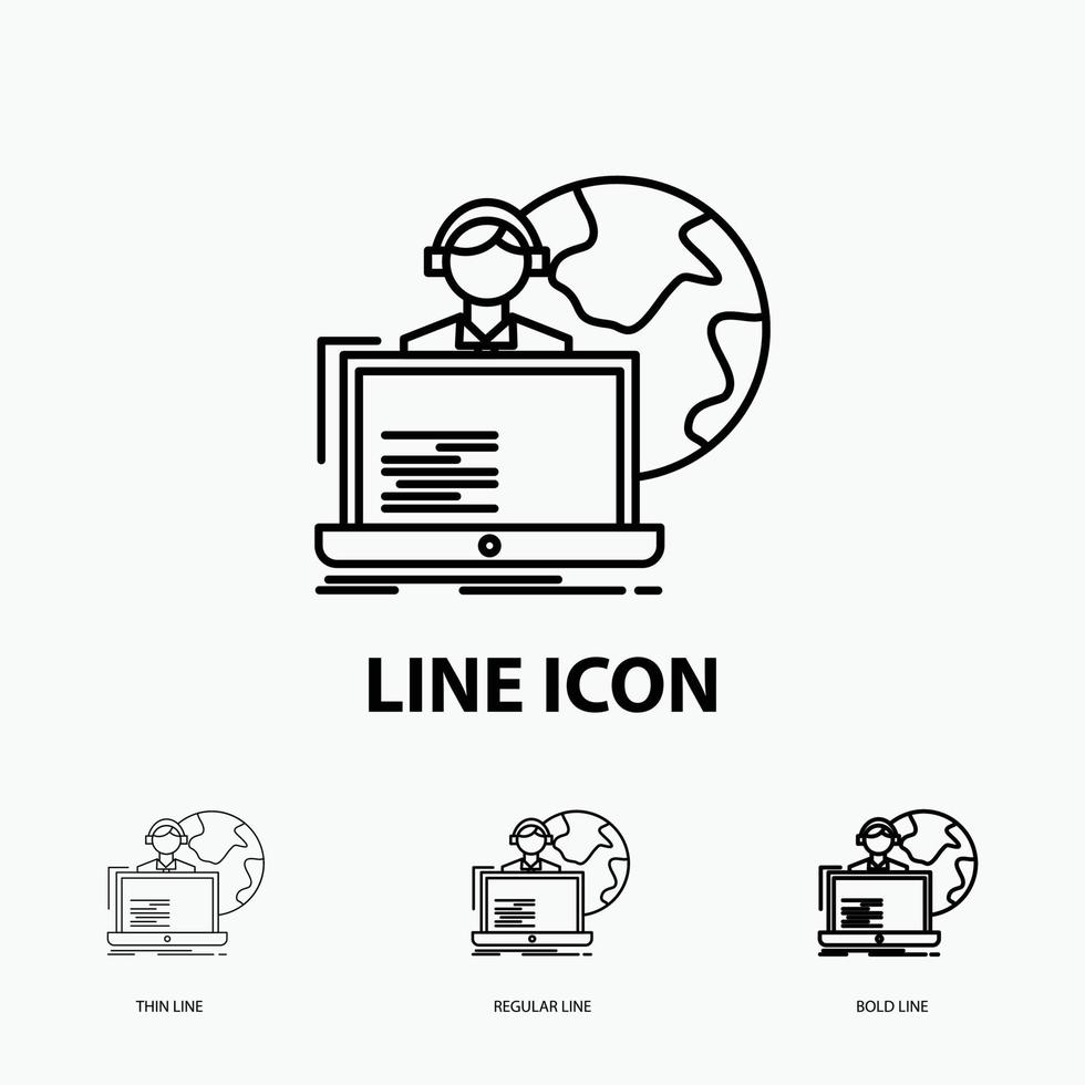 outsource. outsourcing. allocation. human. online Icon in Thin. Regular and Bold Line Style. Vector illustration