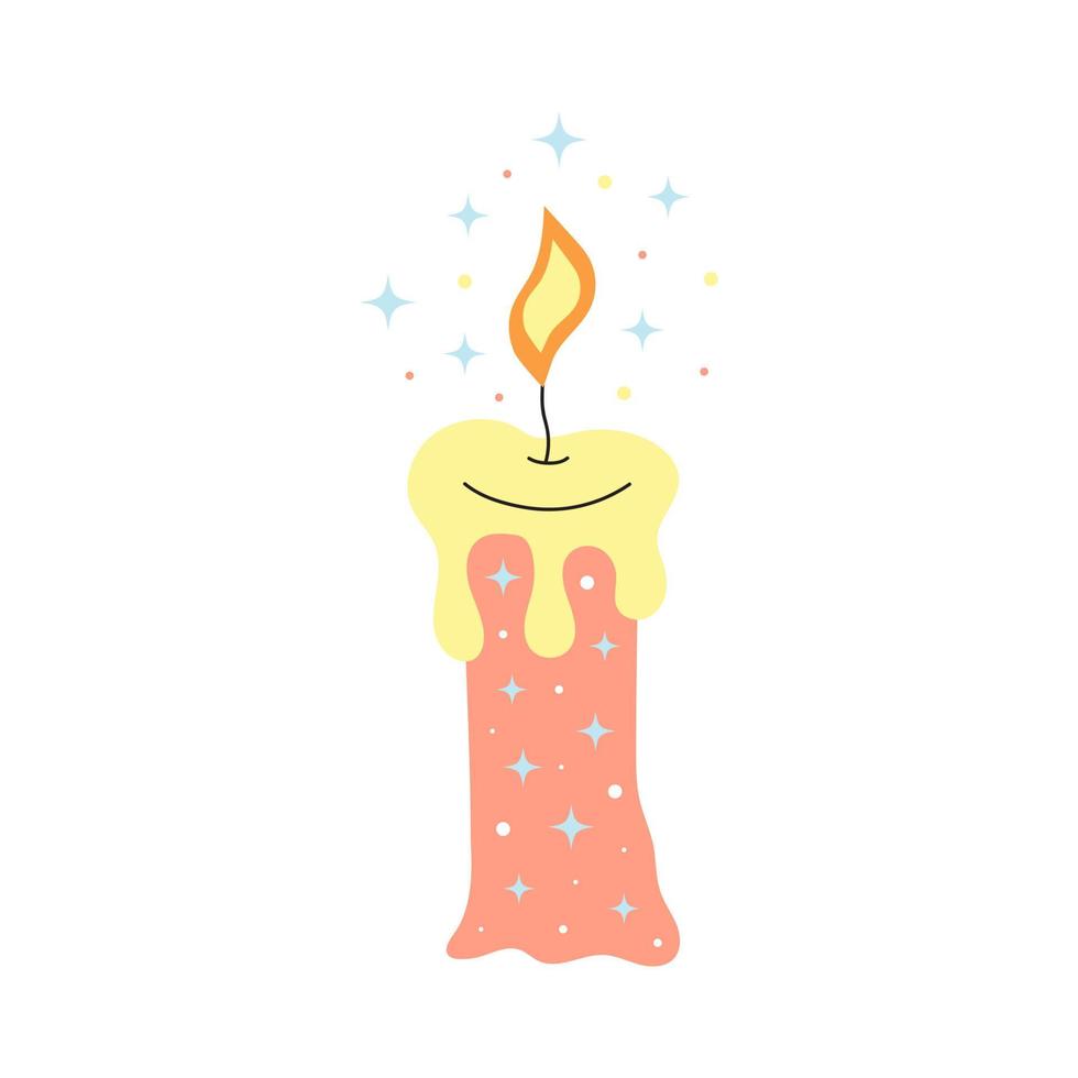 Magic candle with stars. Esoteric mystical symbol in pastel colors. vector