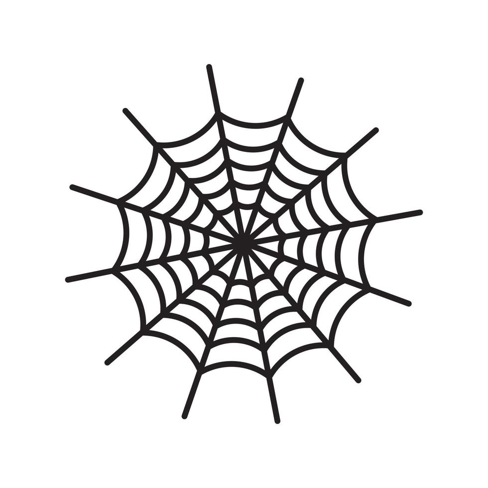 Spider web isolated on white background. Outline cobweb for Halloween party. vector