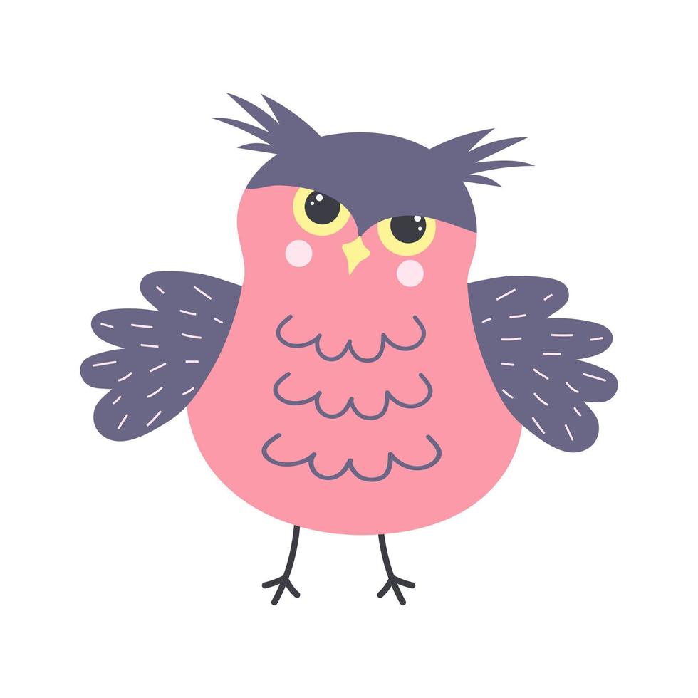 Cute angry owl. Halloween character. Sticker for the nursery. vector