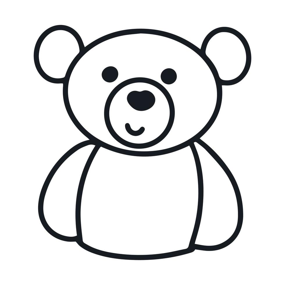 ilustración de doodle de personaje de oso de peluche vector