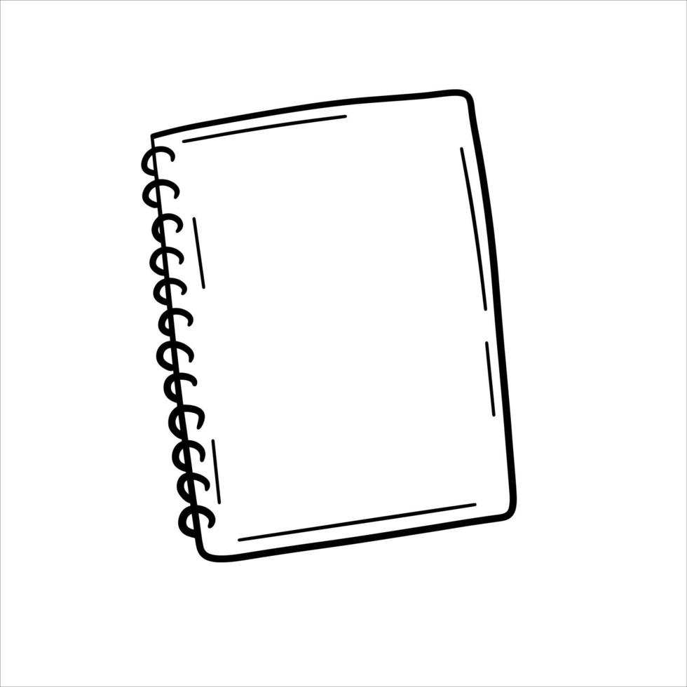 Notebook with blank page. Hand drawn White sheet and school template. vector