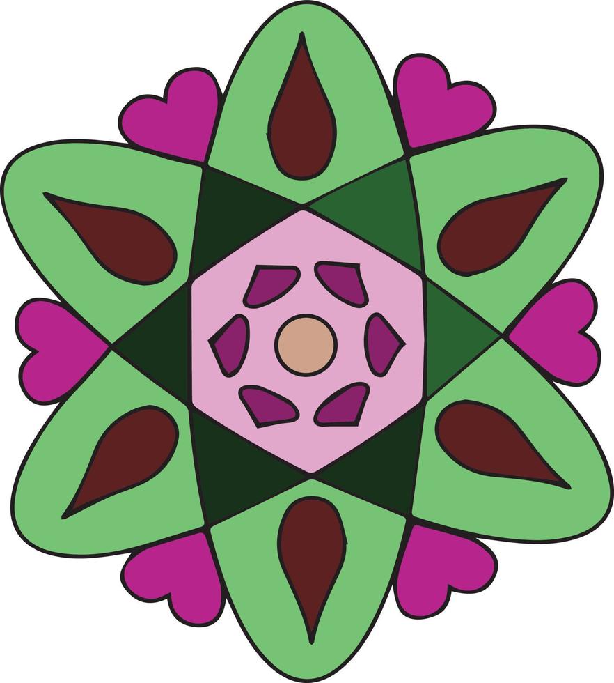 Diwali light flower design made with purple and green colors vector