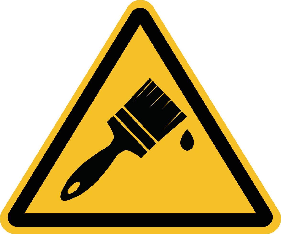 warning wet paint on white background. caution wet paint sign. flat style. vector