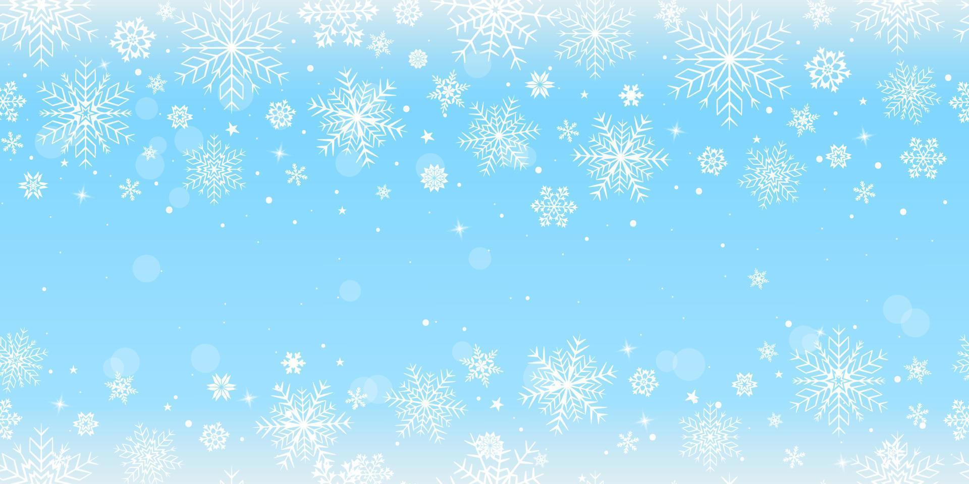 Christmas seamless pattern with snowflakes. Falling snowflakes on a blue background. Snowfall. vector