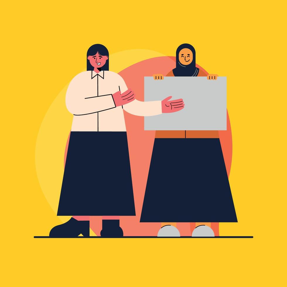 Sales promotion girl flat illustration vector