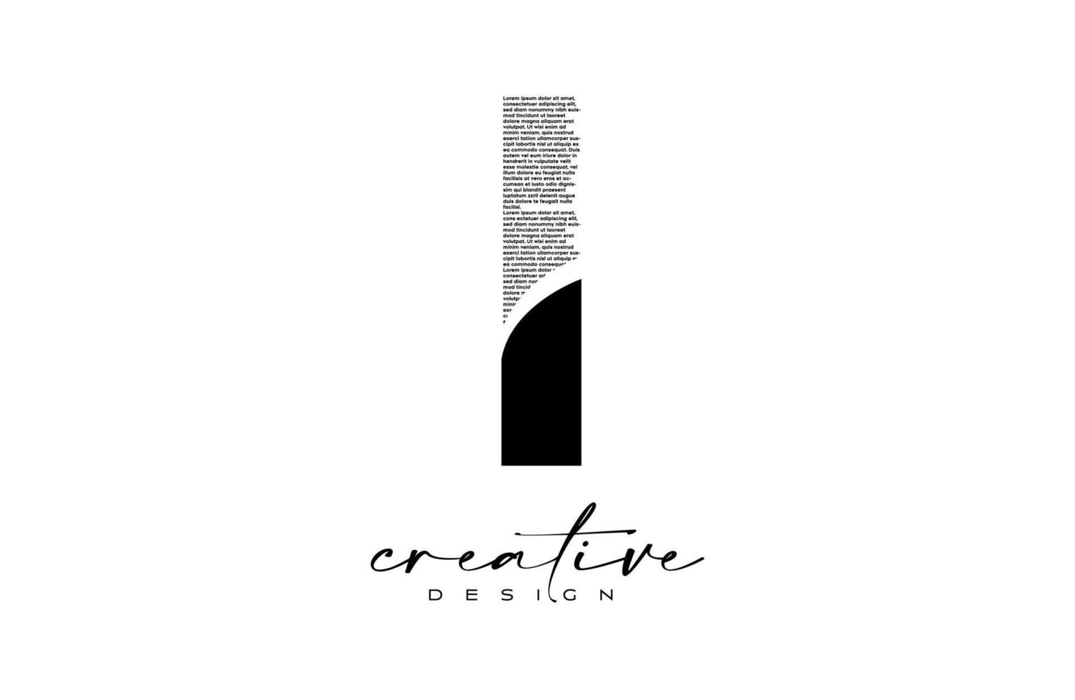 I Letter Logo Design with Creative letter I made of Black text font Texture Vector