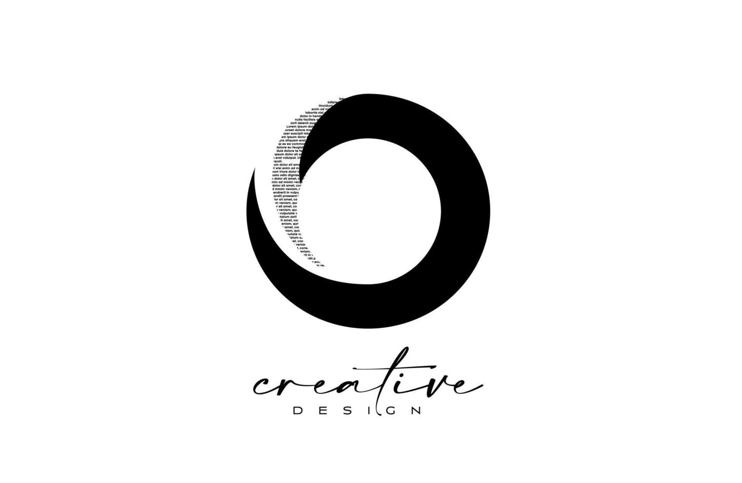 O Letter Logo Design with Creative letter O made of Black text font Texture Vector