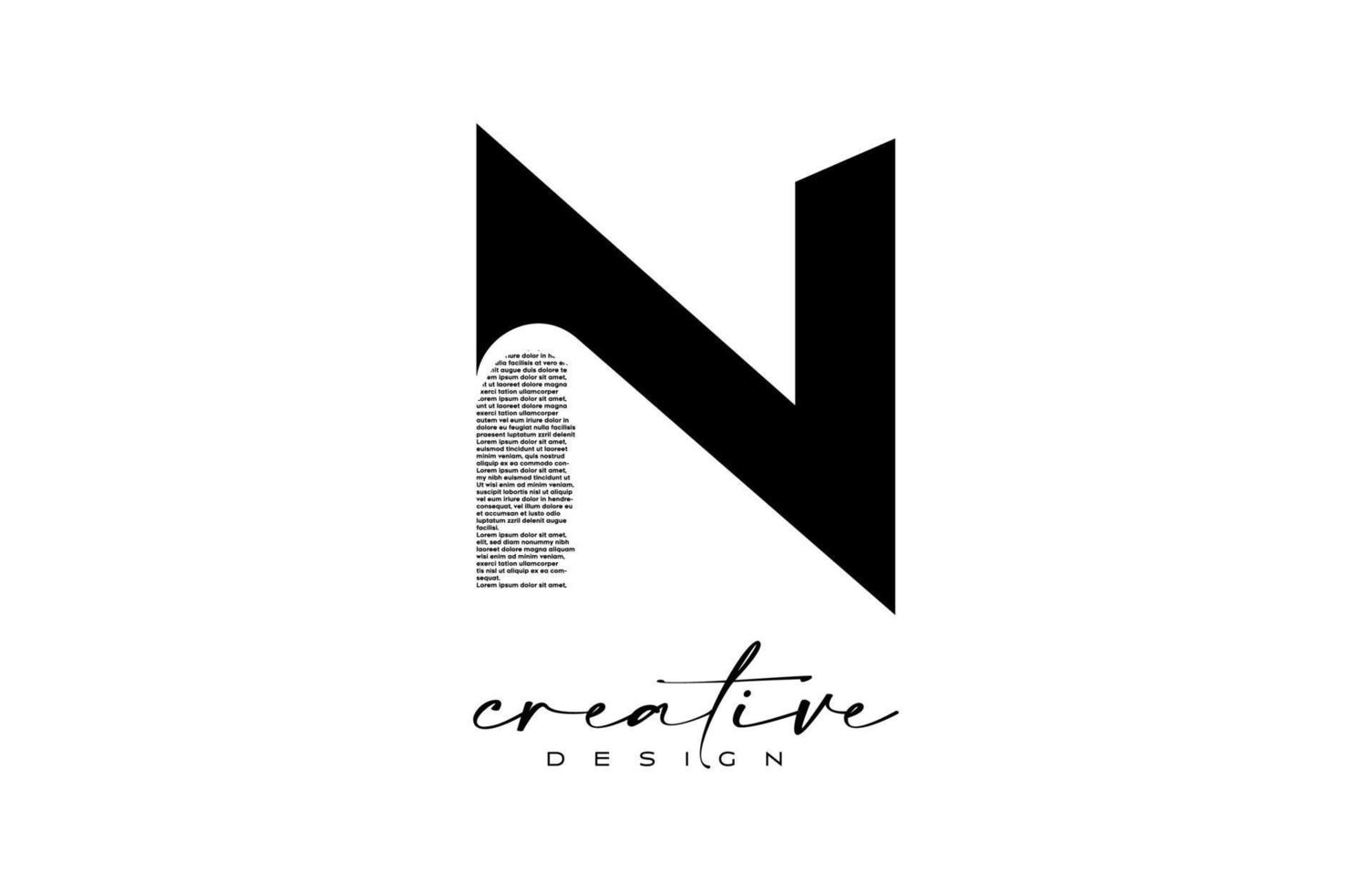 N Letter Logo Design with Creative letter N made of Black text font Texture Vector