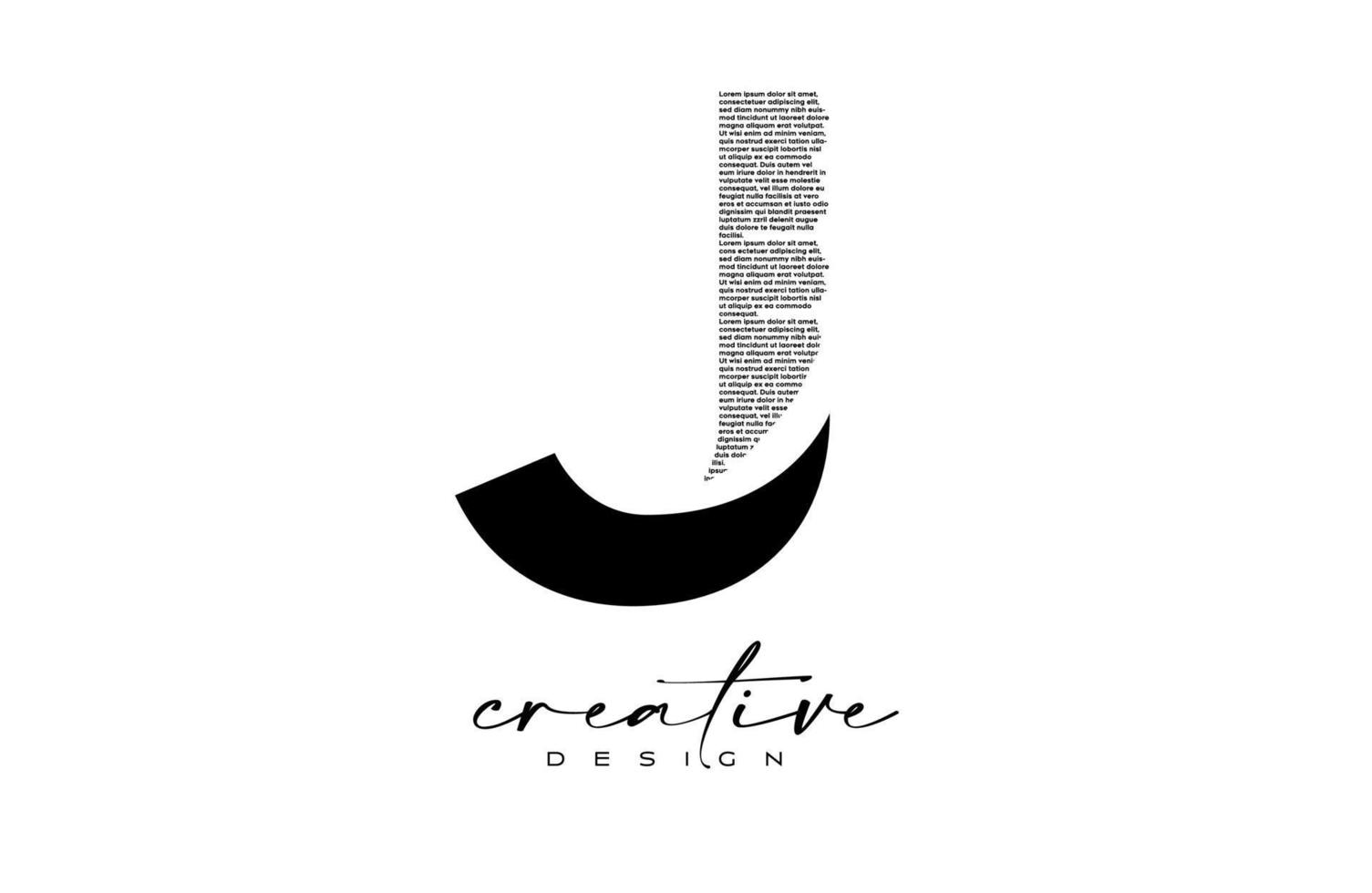 J Letter Logo Design with Creative letter J made of Black text font Texture Vector