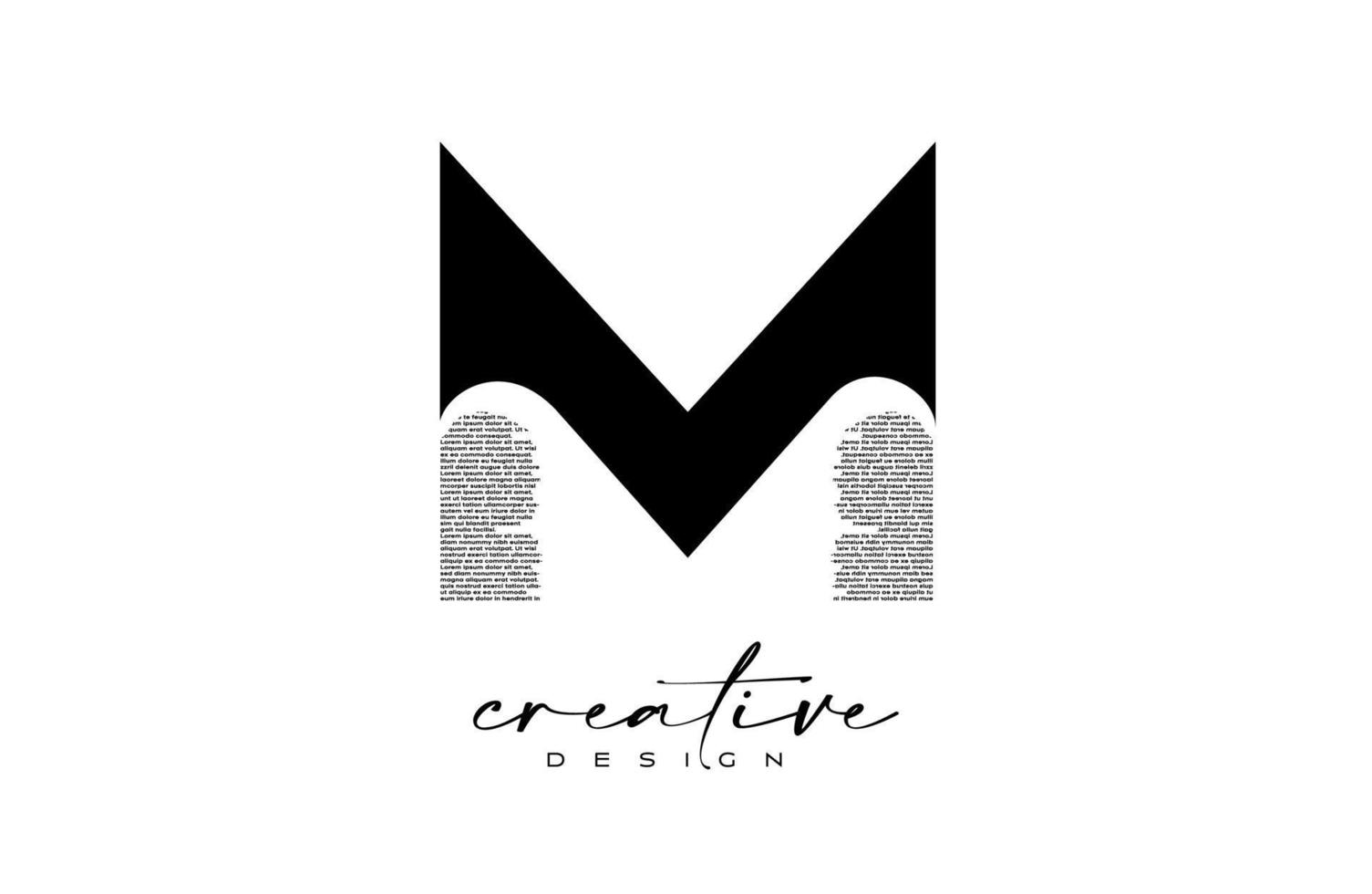 M Letter Logo Design with Creative letter M made of Black text font Texture Vector