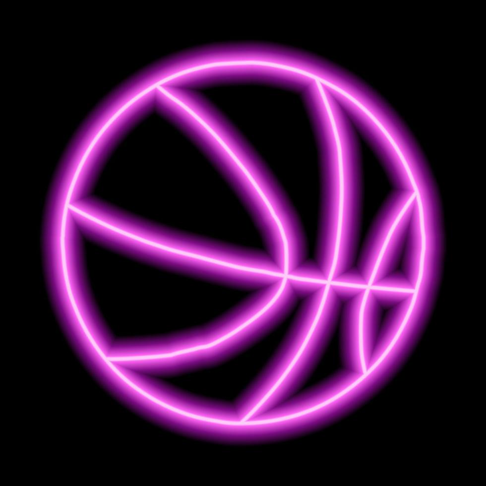 forma rosa neón de baloncesto en un fondo negro vector