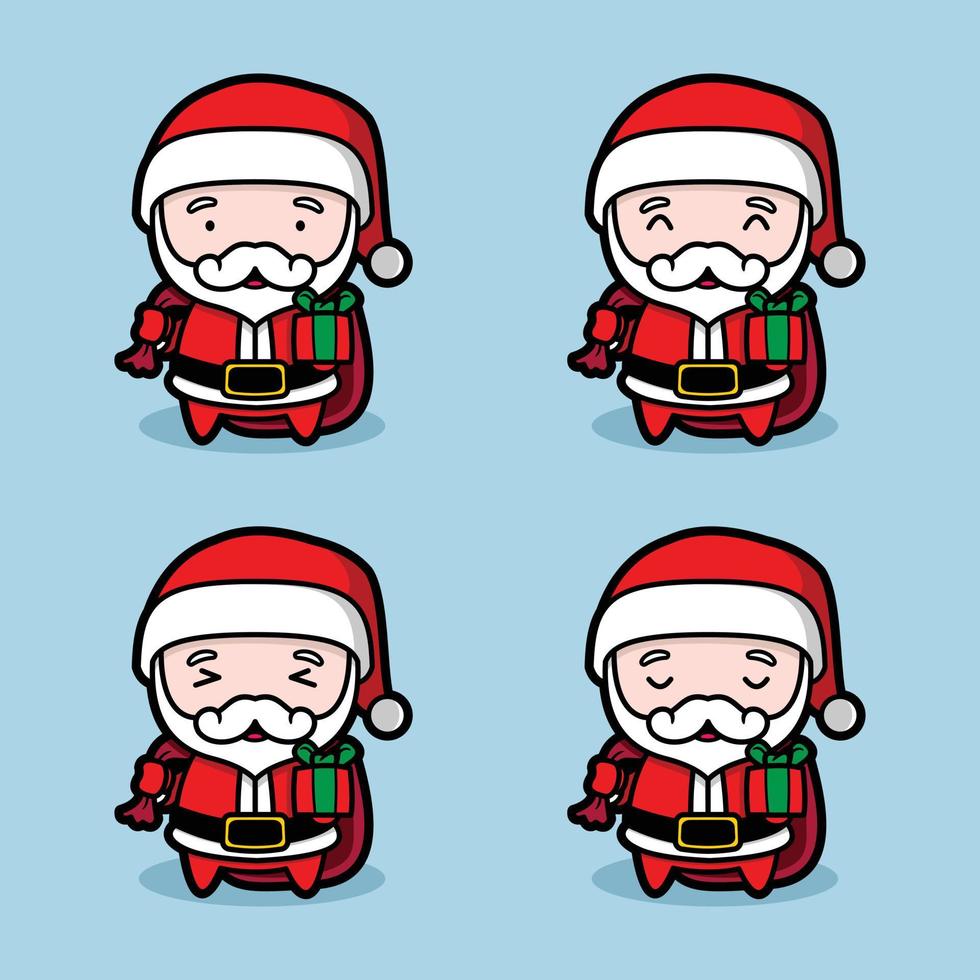 vector illustration of cute santa claus emoji