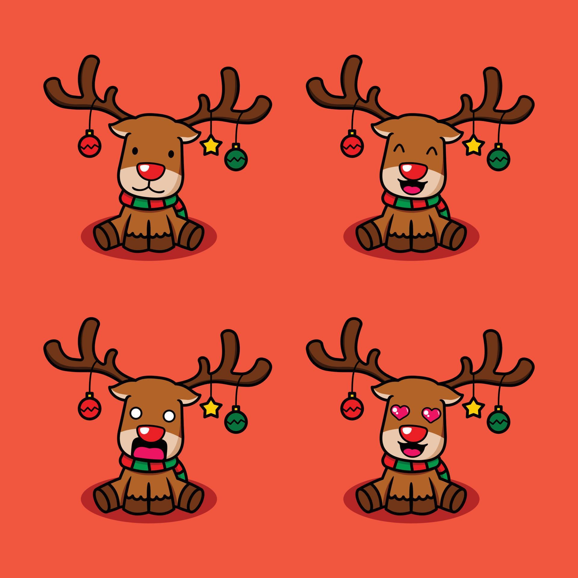 vector illustration of cute christmas reindeer emoji 12939595 Vector Art at Vecteezy