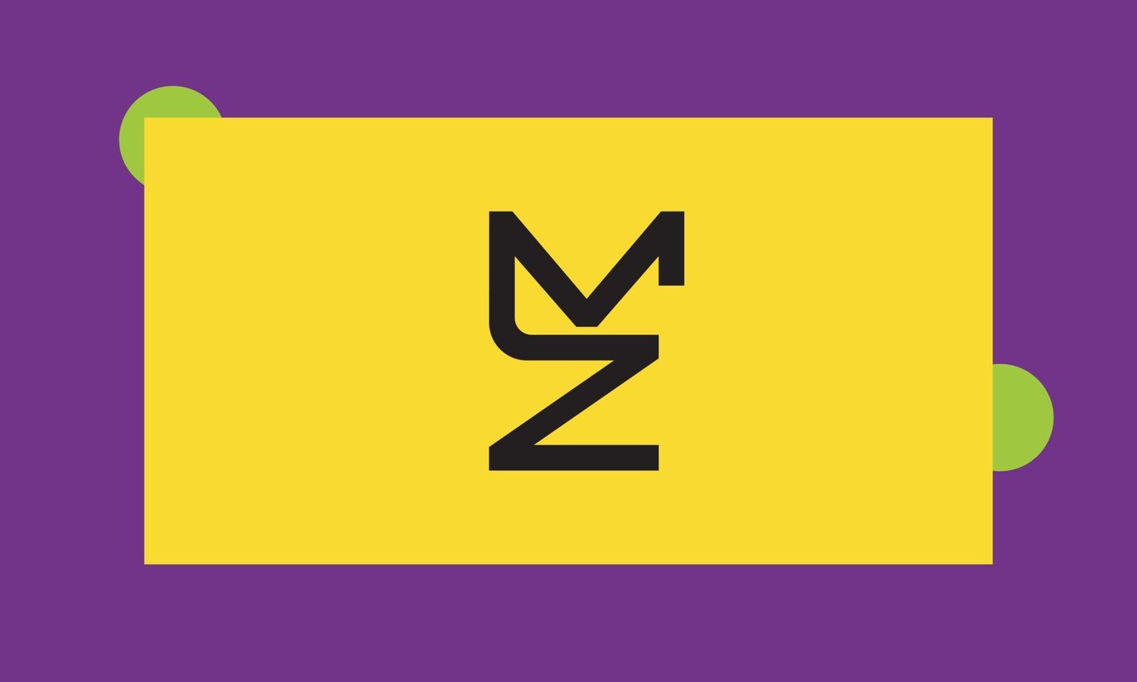 letras del alfabeto iniciales monograma logo mz, zm, m y z vector
