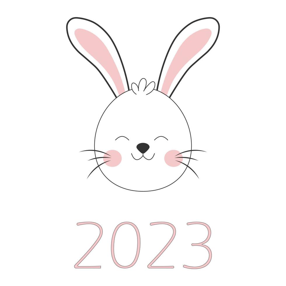 Rabbit symbol of 2023. Vector illustration.