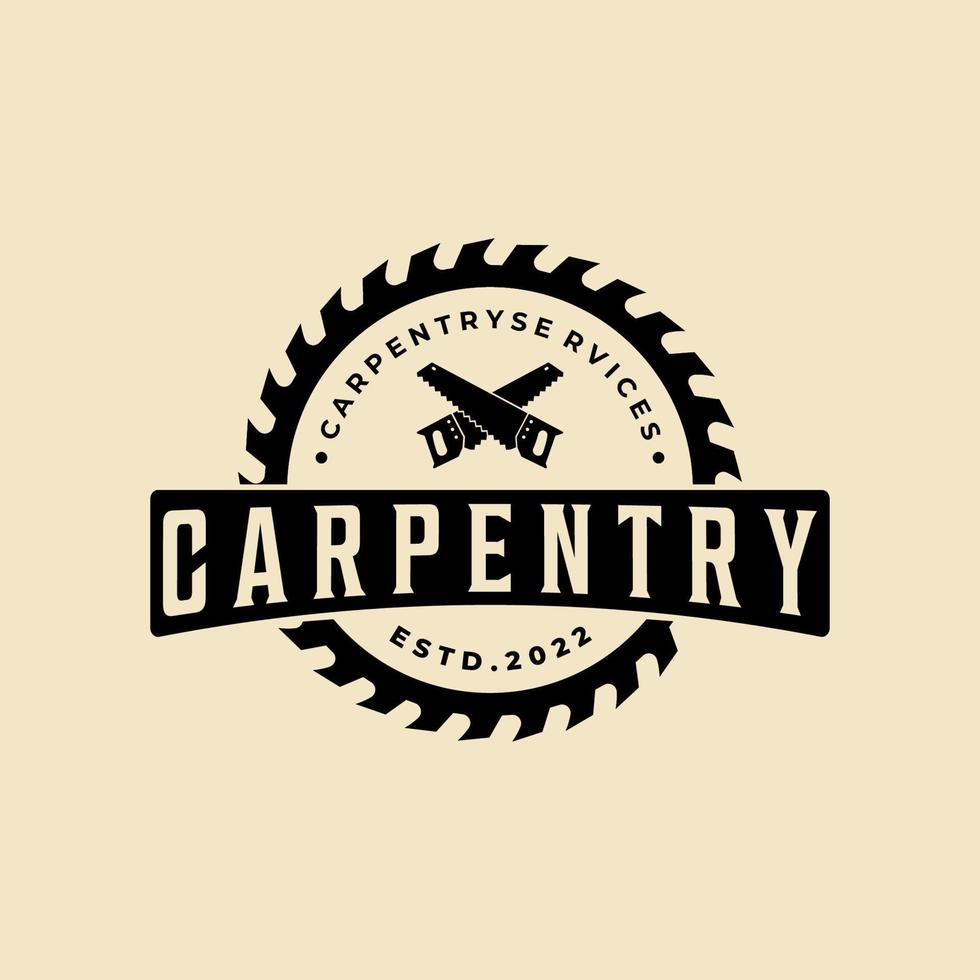 vintage carpentry logo vector design, woodworking  emblem symbol illustration design