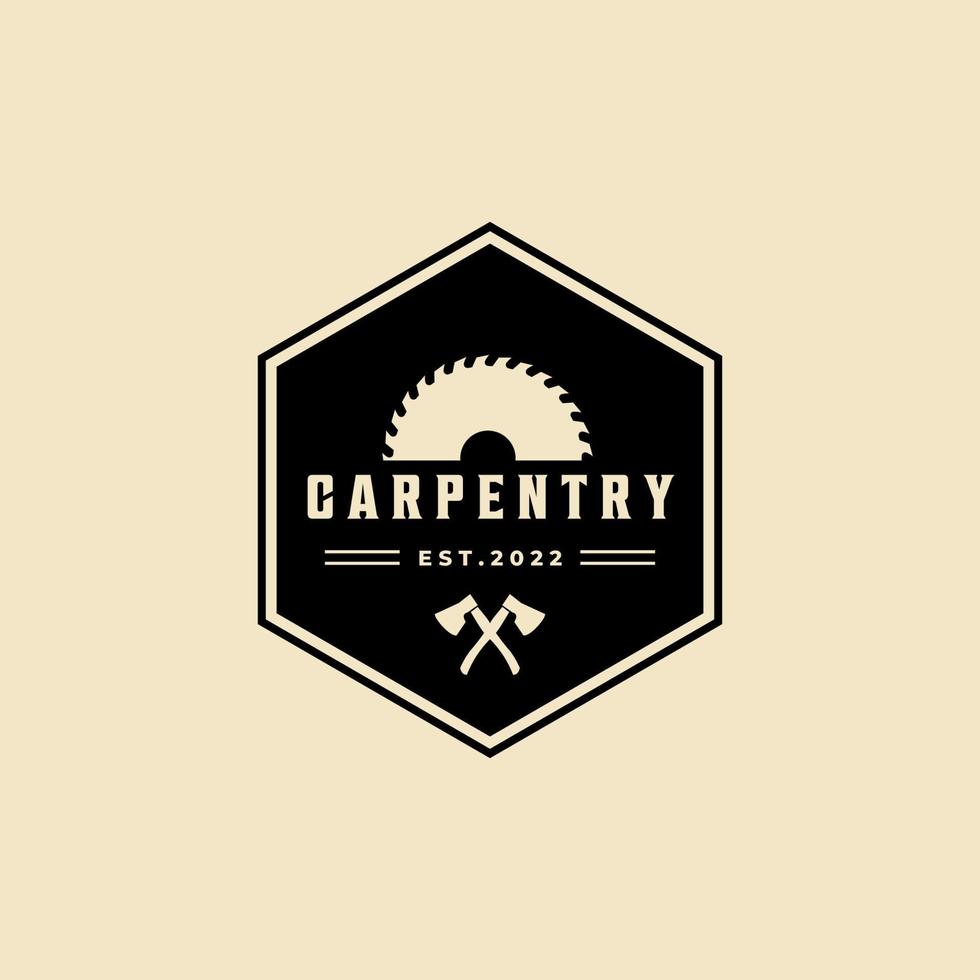 Ilustración de plantilla de diseño de vector de logotipo de insignia de carpintería