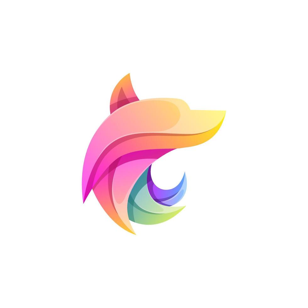 Vector logo illustration wolf head  gradient colorful style