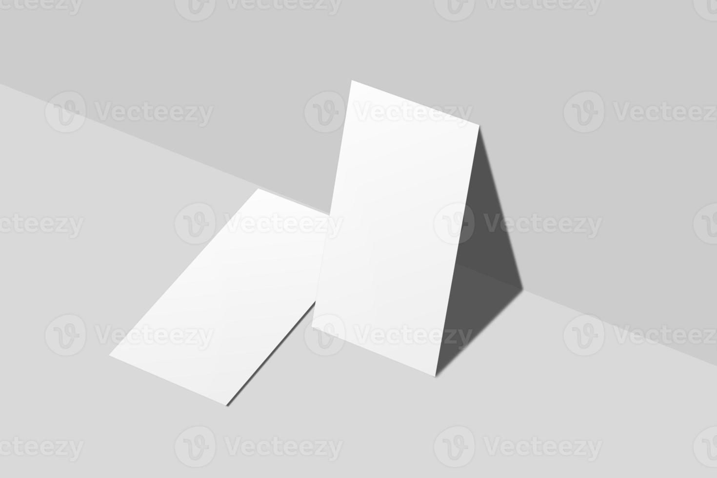 Realistic blank vertical card illustration for mockup. 3D Render. photo