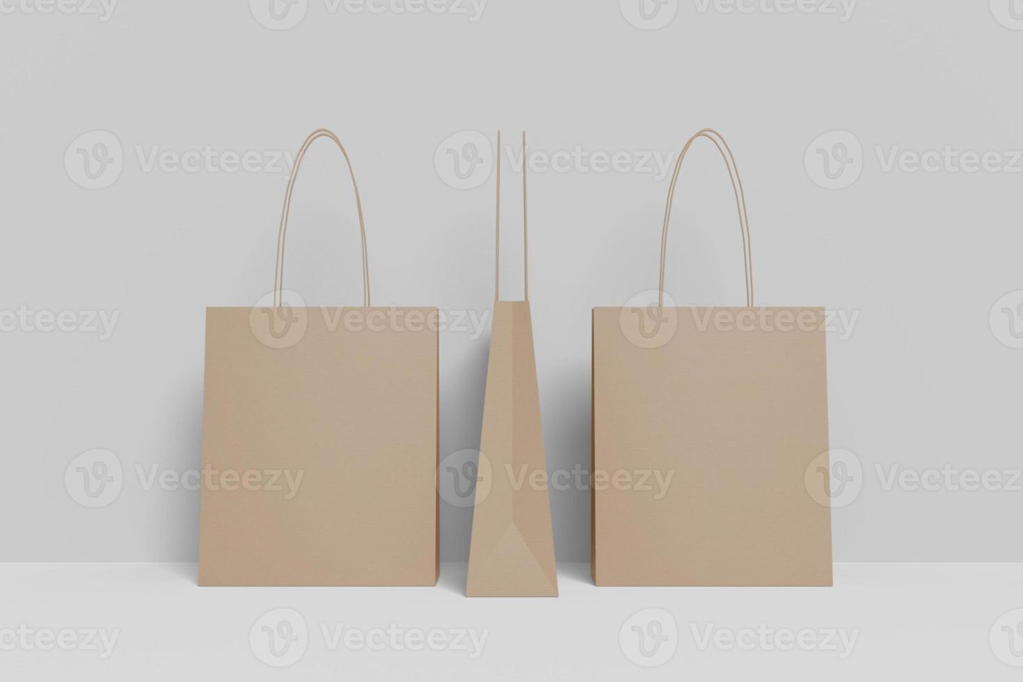 Realistic blank shopping bag illustration for mockup. 3D Render. photo