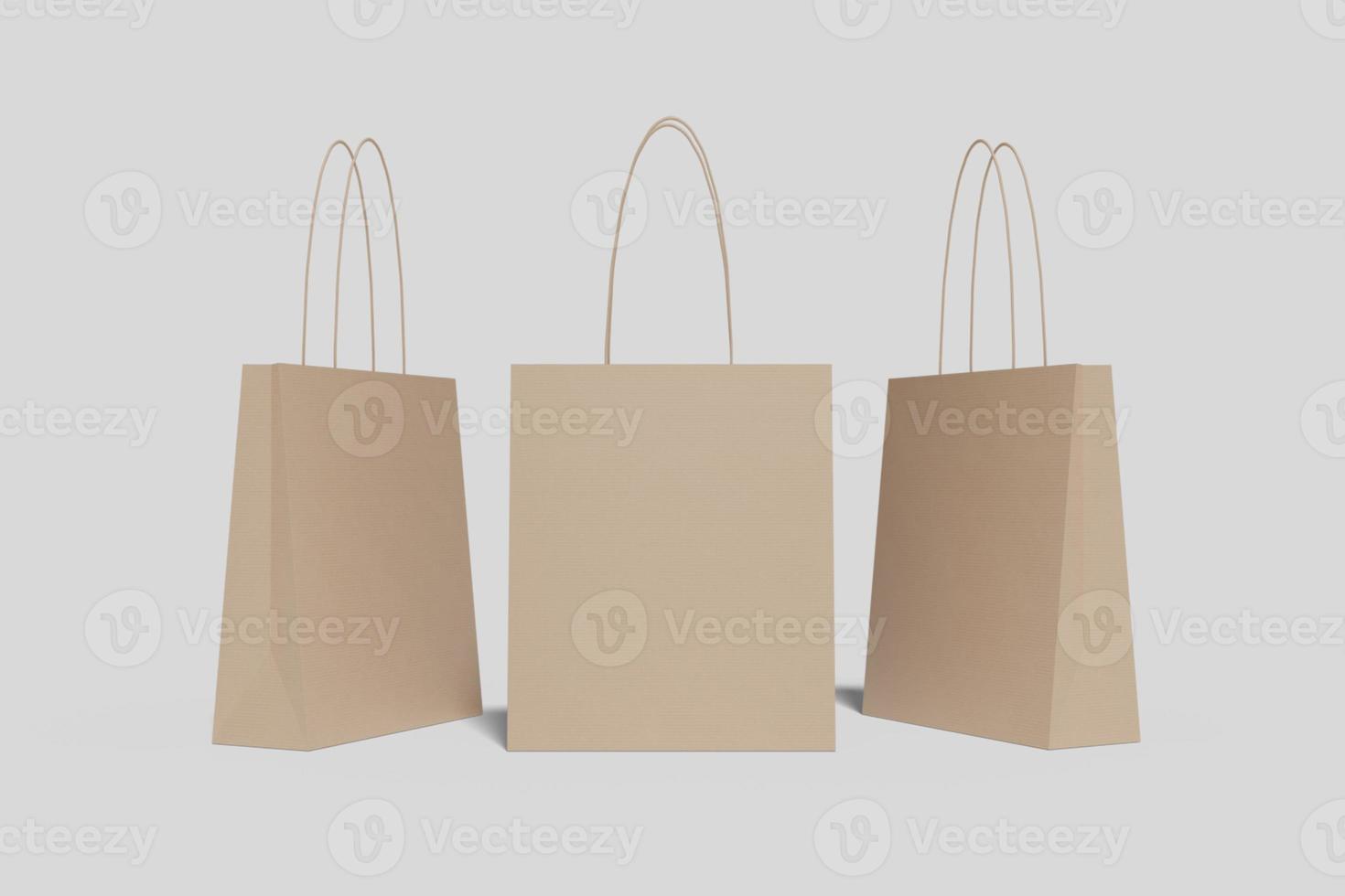 Realistic blank shopping bag illustration for mockup. 3D Render. photo