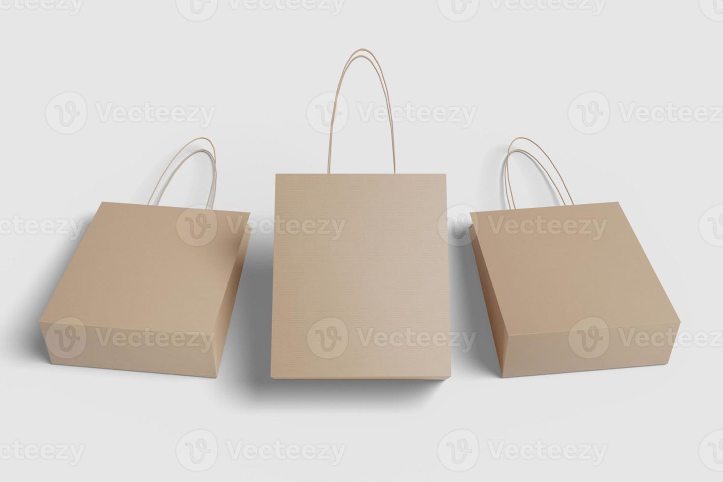 Realistic blank shopping bag illustration for mockup. 3D Render. photo