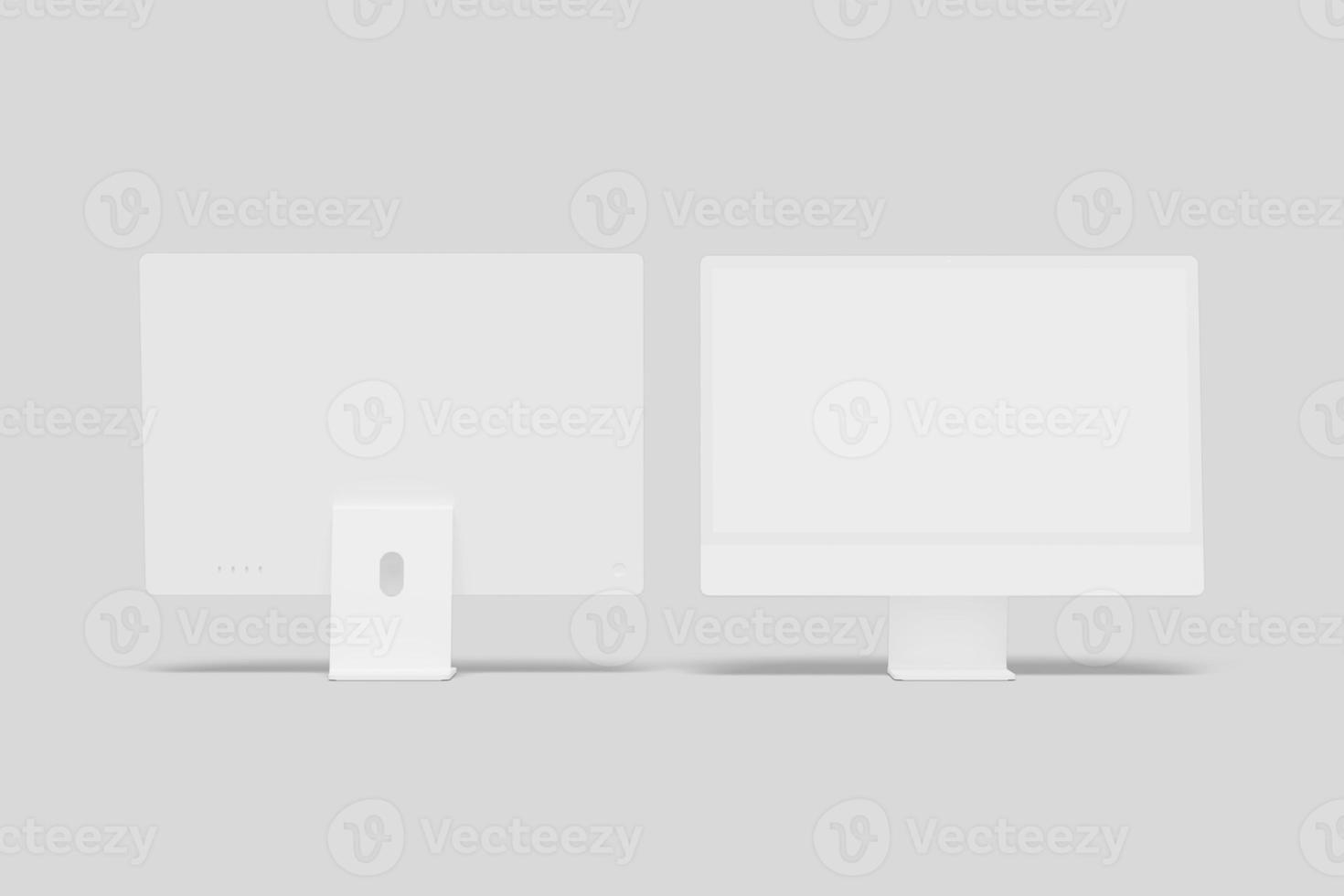 Realistic blank desktop illustration for mockup. 3D Render. photo