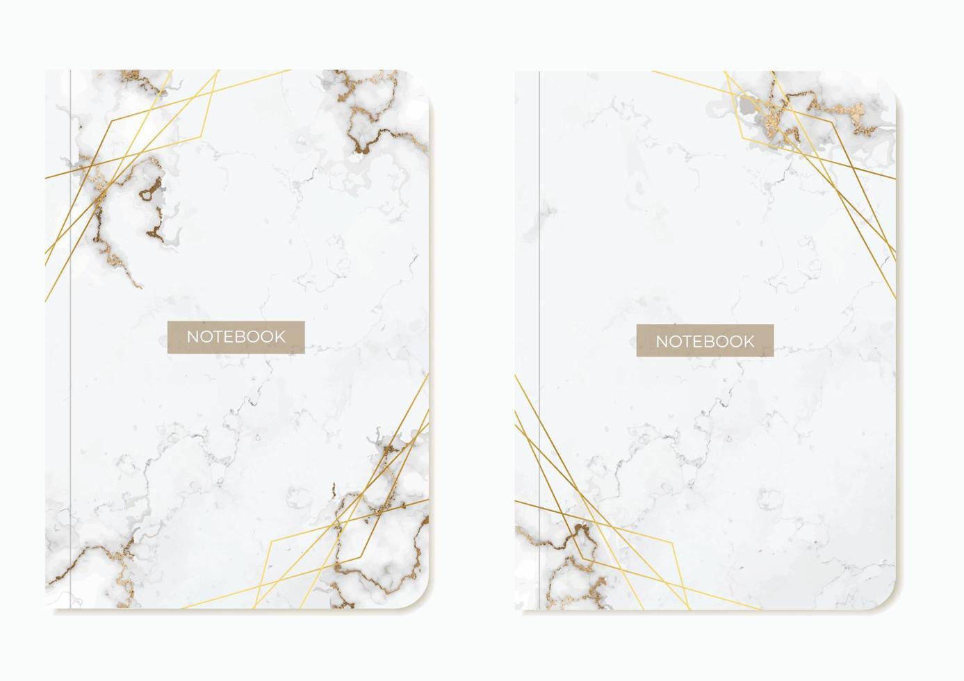 Collection of notepad covers in noble grey marble and gold in a luxurious style. Great for diaries, diaries, albums. Vector layouts