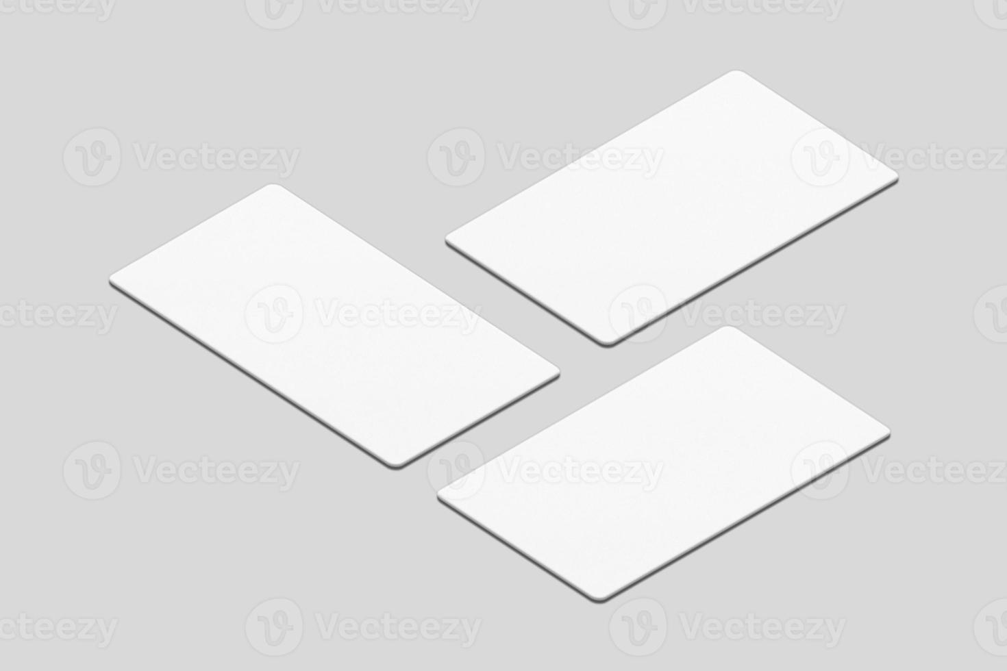 Realistic blank vertical card illustration for mockup. 3D Render. photo