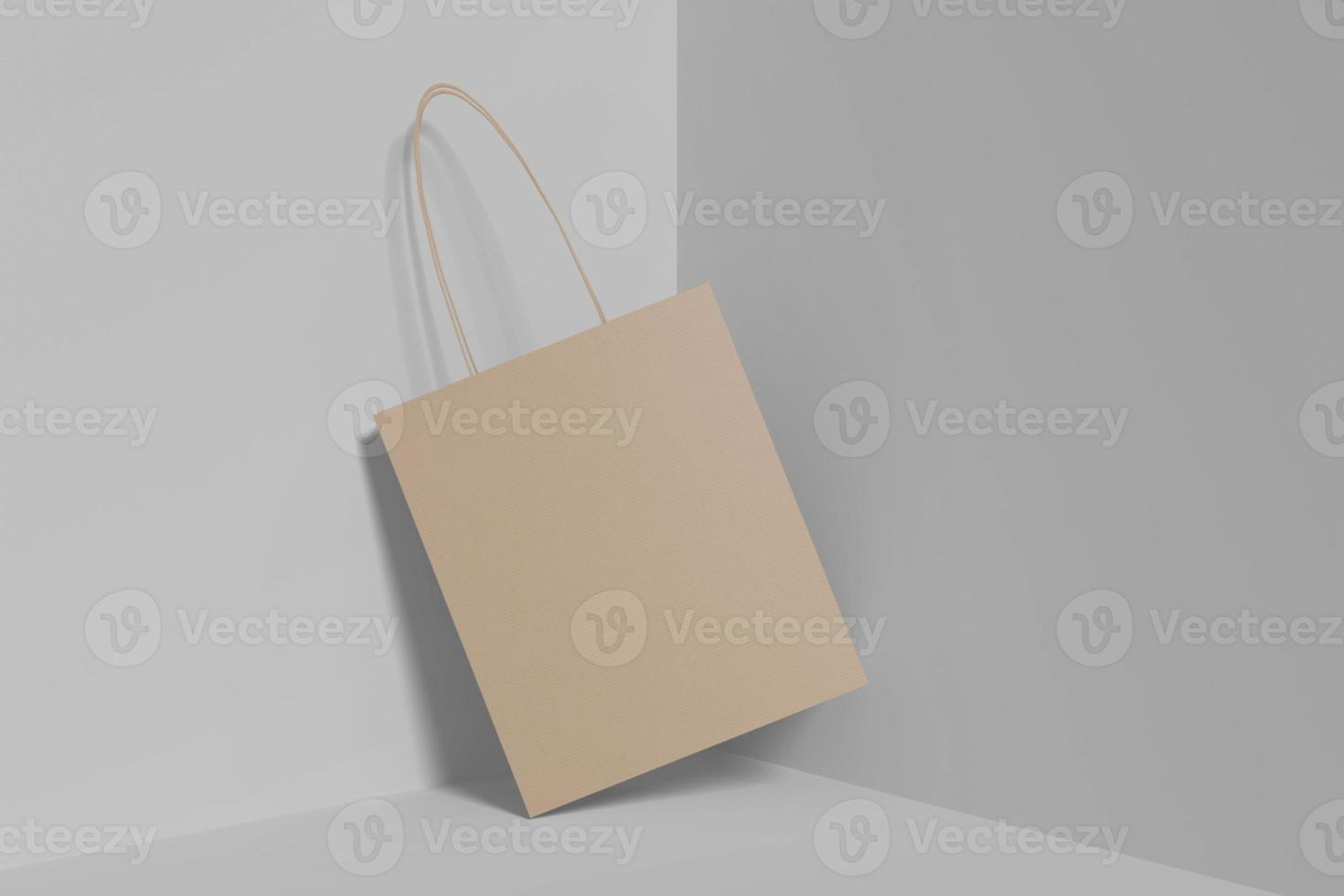 Realistic blank shopping bag illustration for mockup. 3D Render. photo