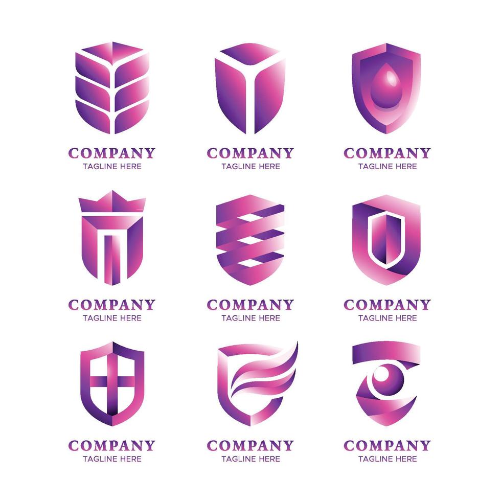escudo proteger la colección de logotipos de la empresa vector