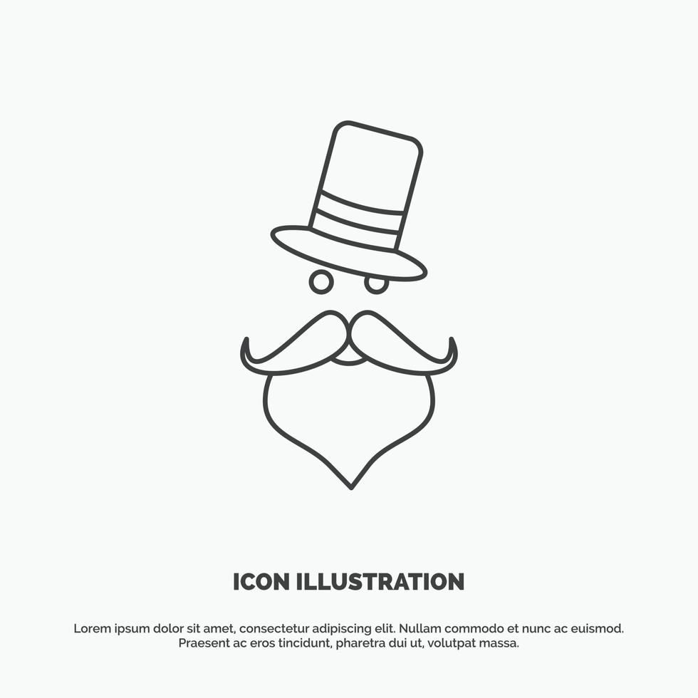 moustache. Hipster. movember. Santa Clause. Hat Icon. Line vector gray symbol for UI and UX. website or mobile application