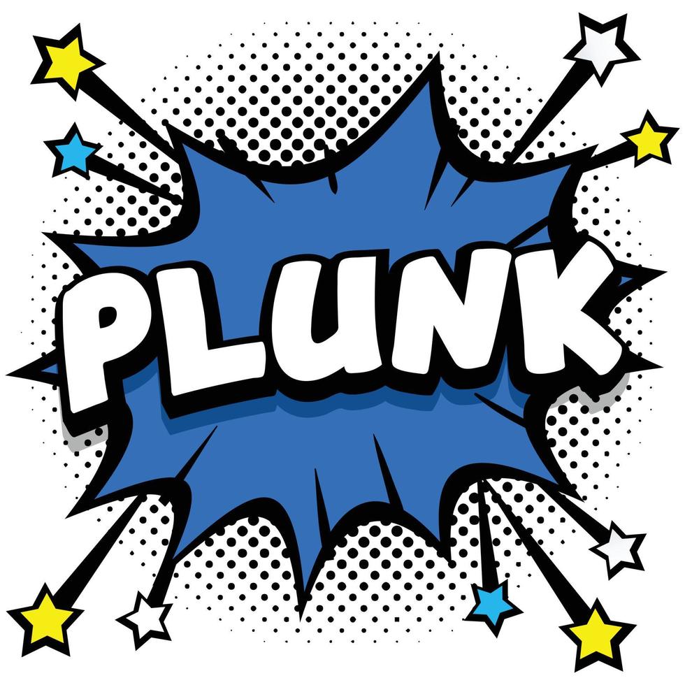 plunk pop art comic burbujas de discurso libro efectos de sonido vector