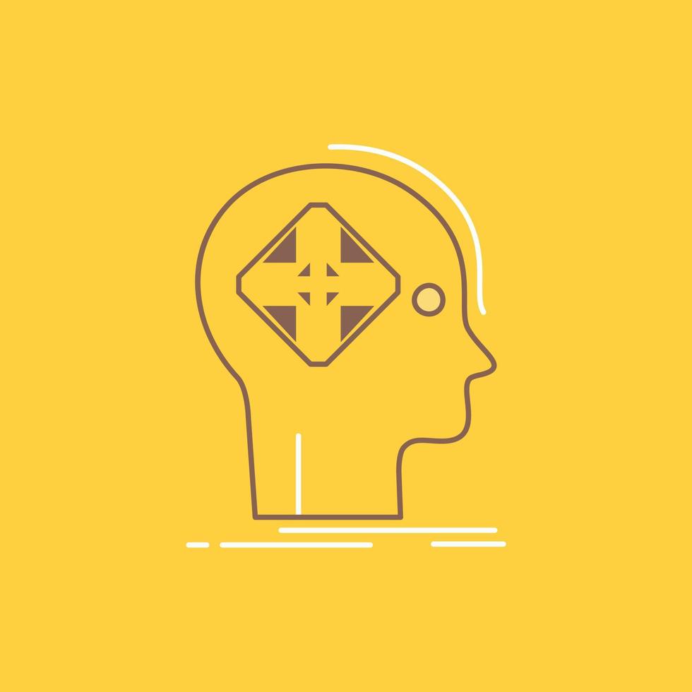 Advanced. cyber. future. human. mind Flat Line Filled Icon. Beautiful Logo button over yellow background for UI and UX. website or mobile application vector