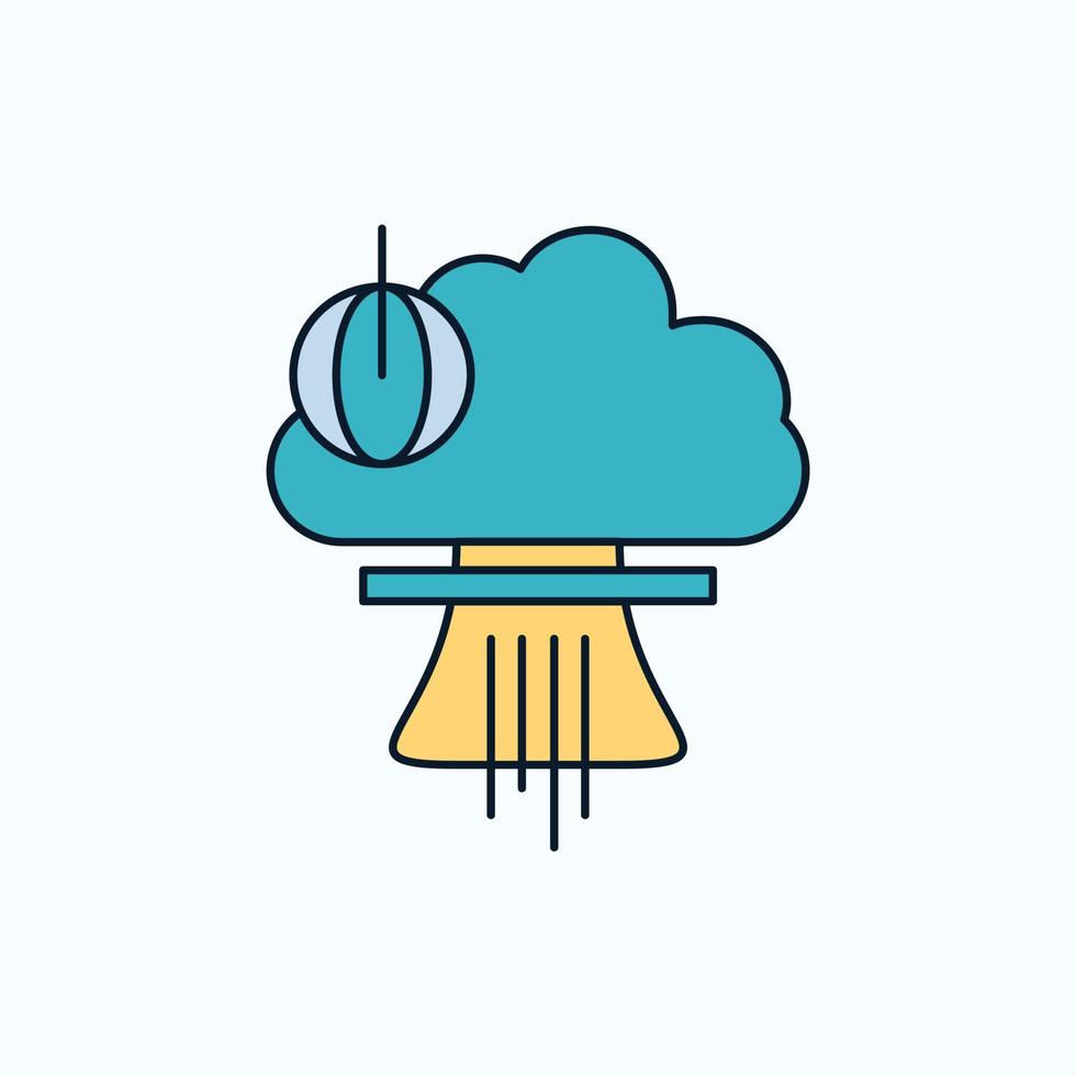 Bomb. explosion. nuclear. special. war Flat Icon. green and Yellow sign and symbols for website and Mobile appliation. vector illustration