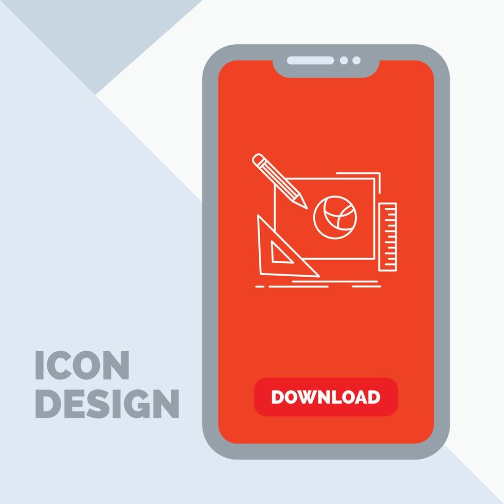 logo. diseño. creativo. ocurrencia. icono de línea de proceso de diseño en móvil para página de descarga vector