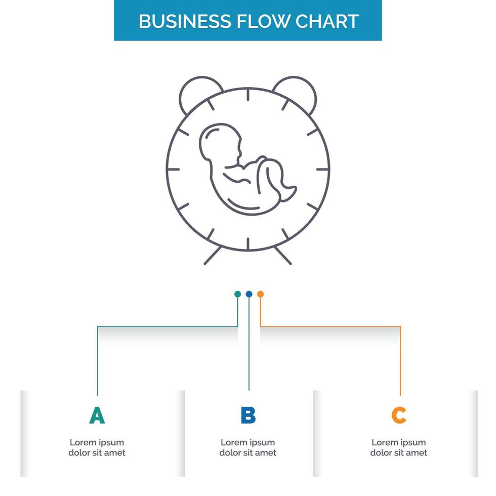 delivery. time. baby. birth. child Business Flow Chart Design with 3 Steps. Line Icon For Presentation Background Template Place for text vector