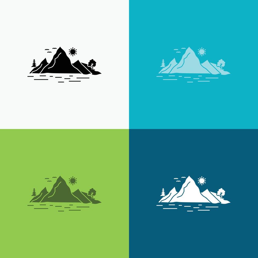 Nature. hill. landscape. mountain. tree Icon Over Various Background. glyph style design. designed for web and app. Eps 10 vector illustration