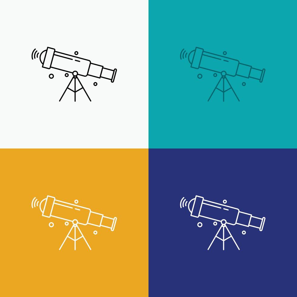 telescopio. astronomía. espacio. vista. icono de zoom sobre varios antecedentes. diseño de estilo de línea. diseñado para web y aplicación. eps 10 ilustración vectorial vector