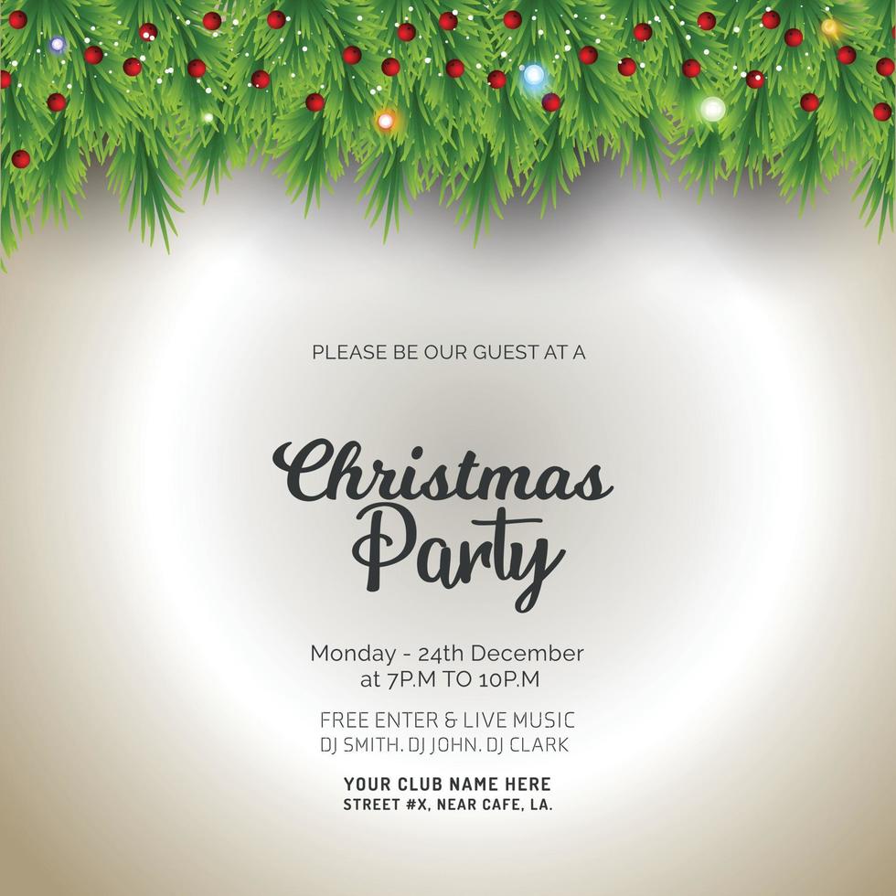 Merry Christmas Party Invitation Background vector