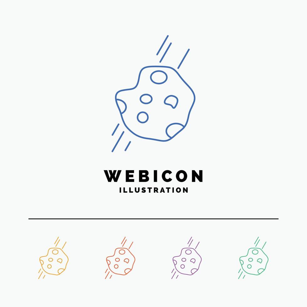 Asteroid. astronomy. meteor. space. comet 5 Color Line Web Icon Template isolated on white. Vector illustration