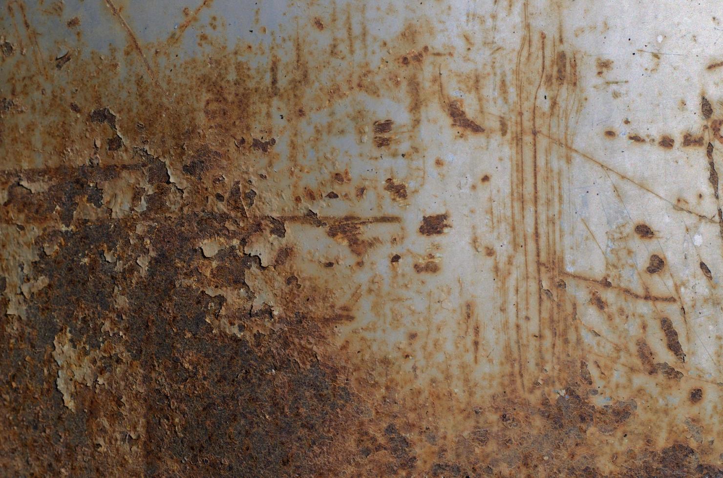 Background photo of old rusty metal bucket with breaking surface, grunge texture background.