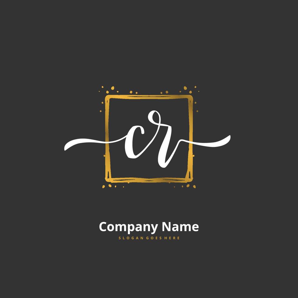 CR Initial handwriting and signature logo design with circle. Beautiful design handwritten logo for fashion, team, wedding, luxury logo. vector