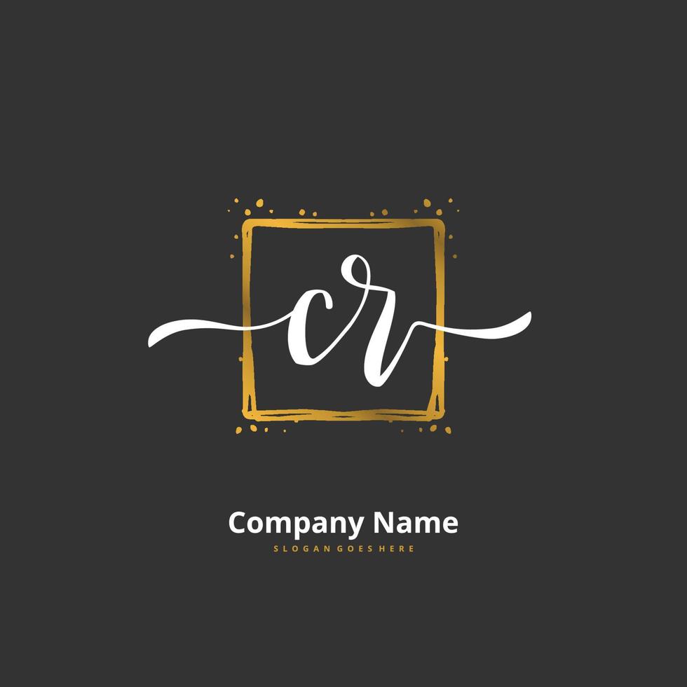 cr escritura inicial a mano y diseño de logotipo de firma con círculo. hermoso diseño de logotipo escrito a mano para moda, equipo, boda, logotipo de lujo. vector