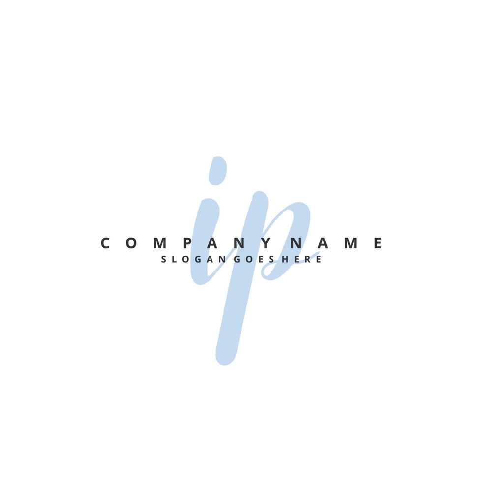 IP Initial handwriting and signature logo design with circle. Beautiful design handwritten logo for fashion, team, wedding, luxury logo. vector
