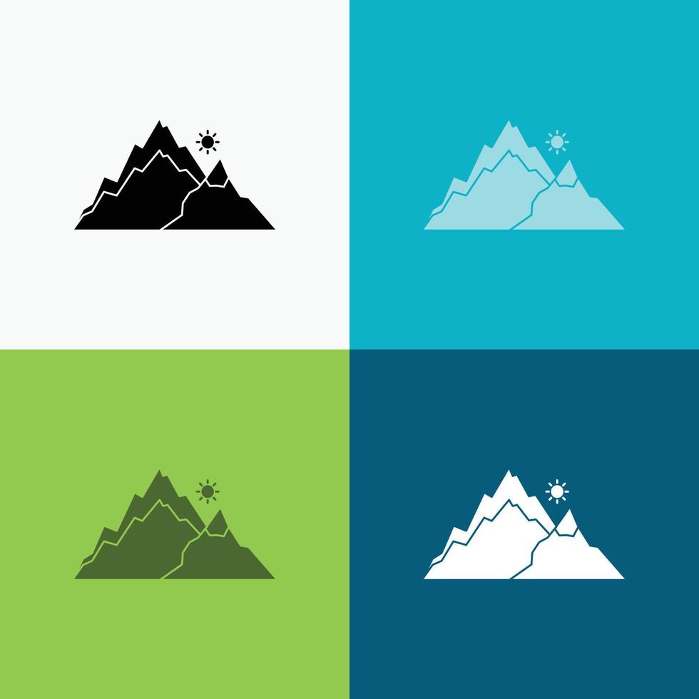 montaña. paisaje. Cerro. naturaleza. icono de árbol sobre varios antecedentes. diseño de estilo de glifo. diseñado para web y aplicación. eps 10 ilustración vectorial vector